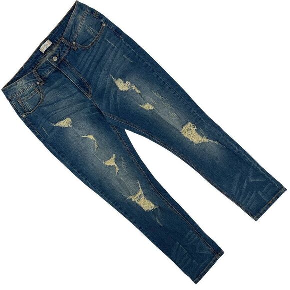 2/$30 Altar'd State Medium Wash Distressed High Waisted Stretch Straight Leg J… - Picture 1 of 9